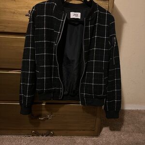 Jack by BB Dakota Black and White Checkered Bomber Jacket